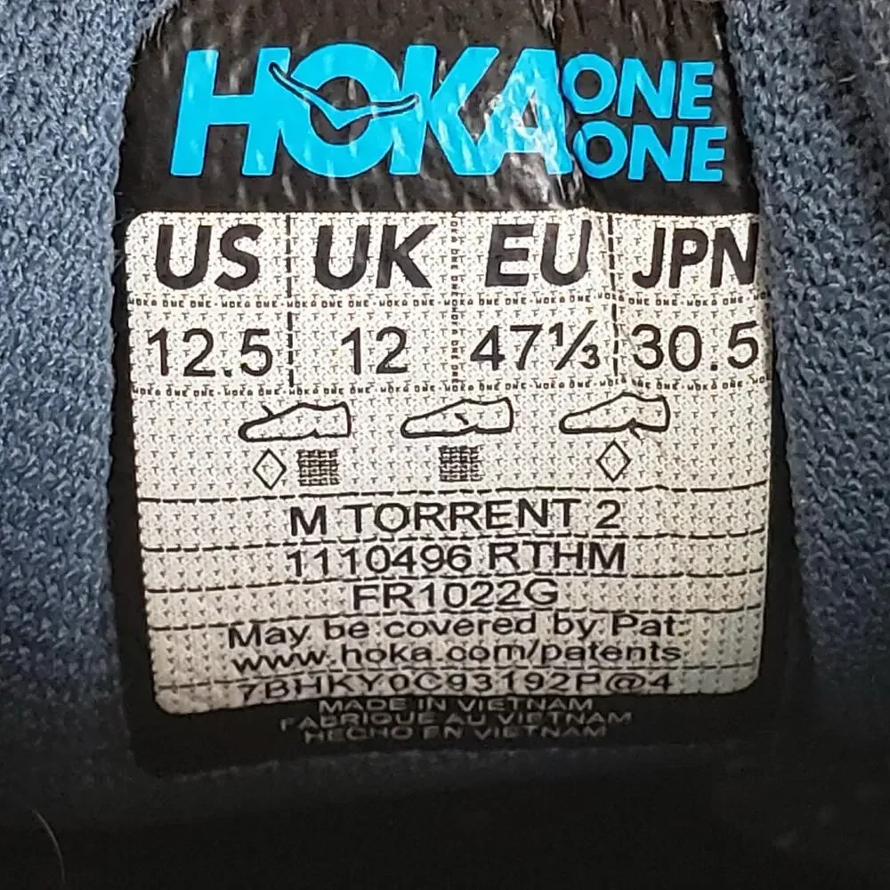Hoka One One Torrent 2 Running Shoes Mens 12.5 Navy Orange 1110496 Trail Sneaker - Picture 8 of 9